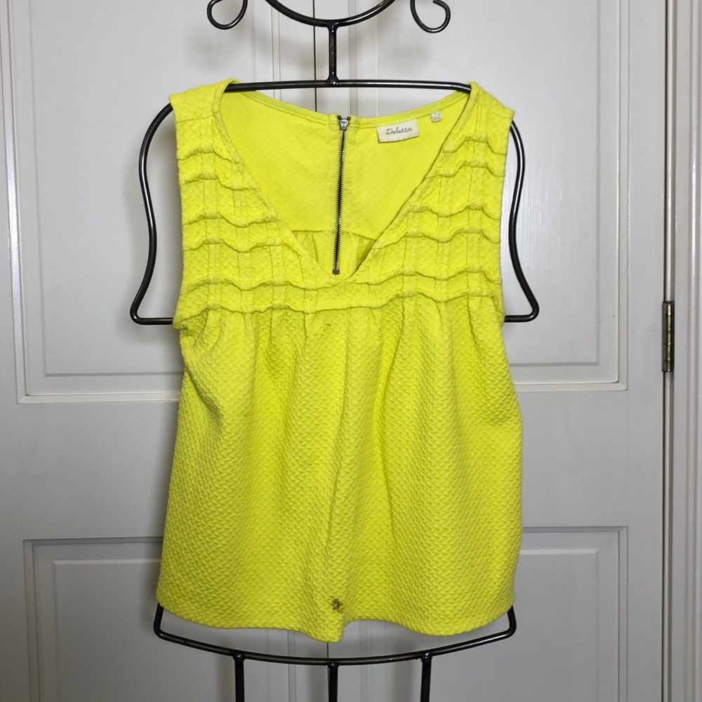 Anthropologie yellow knit top.